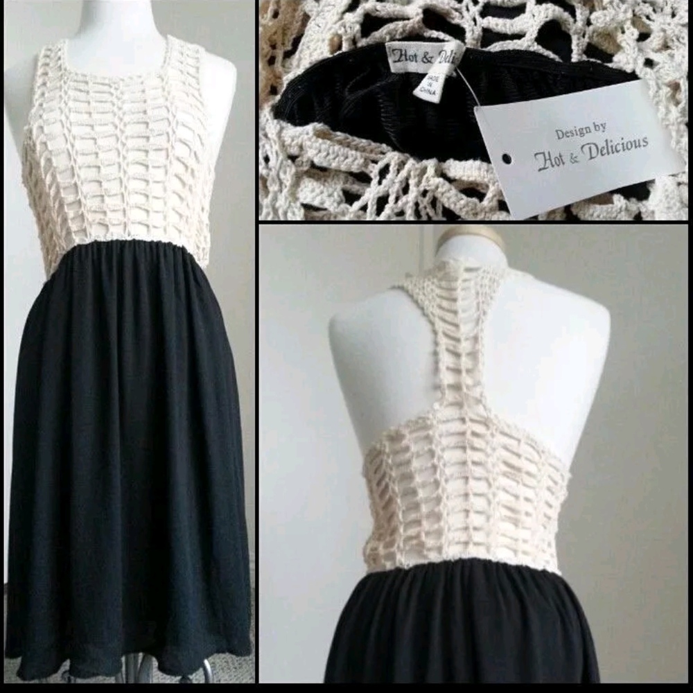 NWT Vintage Sheer Crochet Mesh Maxi Flirty Flowy Chiffon Birthday Party Wedding